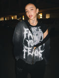 FACE YOUR FEARS ZIP HOODIE WASHED BLACK