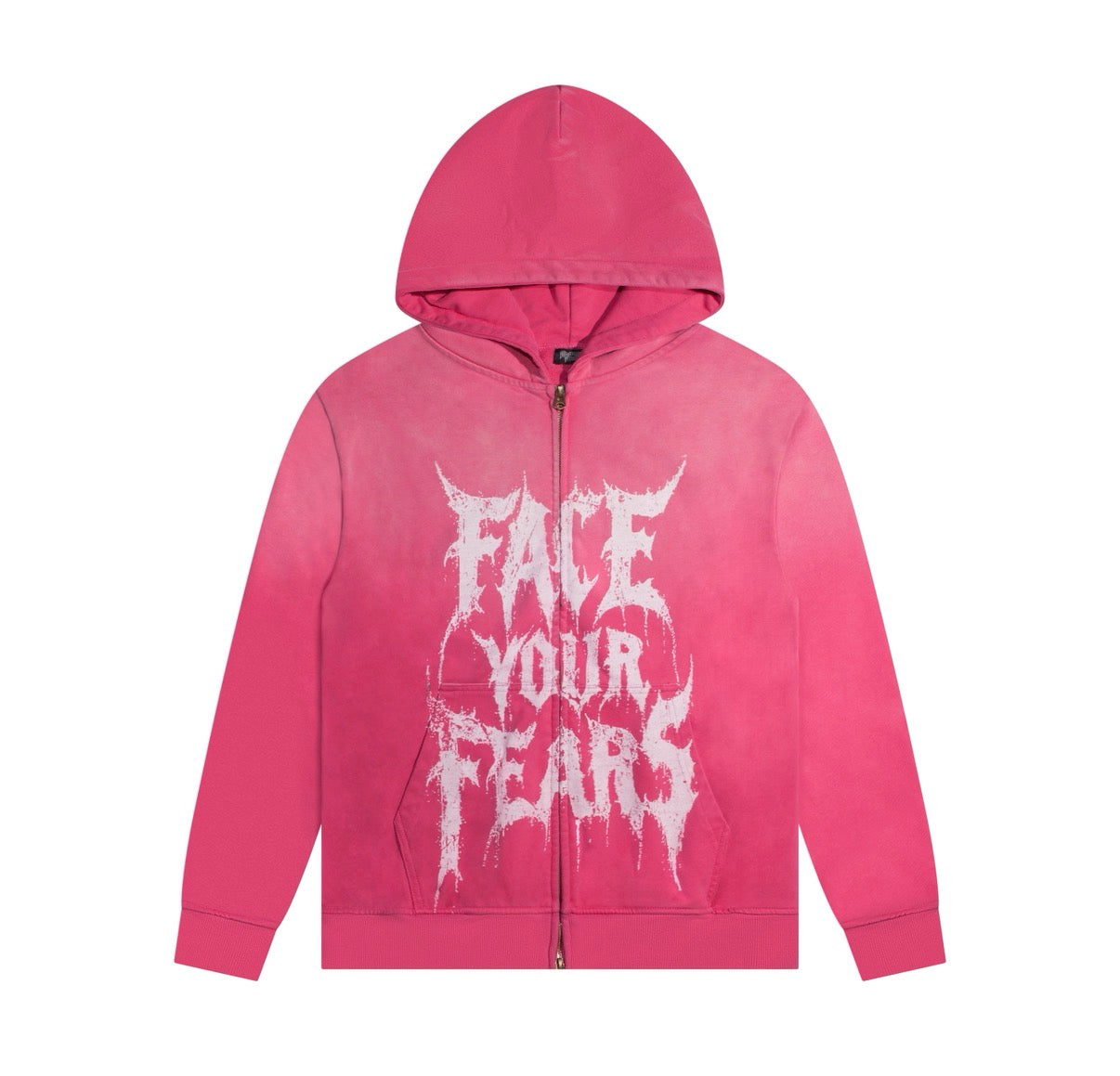 FACE YOUR FEARS ZIP HOODIE WASHED PINK