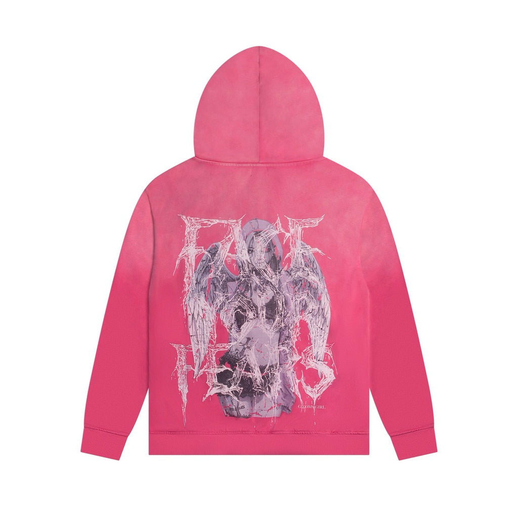 FACE YOUR FEARS ZIP HOODIE WASHED PINK